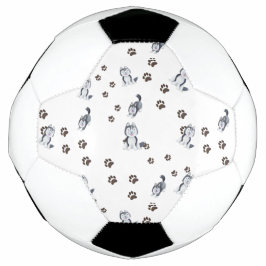 Siberische Husky Puppy Hond Huisdier Pootafdrukken Voetbal