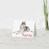 Siberische Husky Puppy hond Rood Dank u - Blank Bedankkaart (Voorkant)