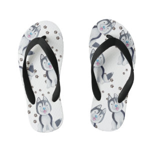 Siberische Husky Puppy Huisdier Honden Sporen Poot Kinder Teenslippers