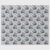 Siberische Husky Puppy in Basket Paw Print Cadeaupapier (Vlak)