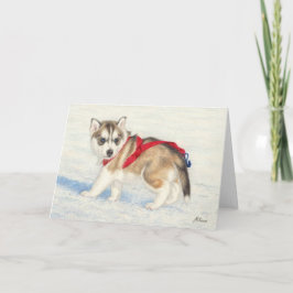 Siberische Husky puppy in de sneeuw Kaart