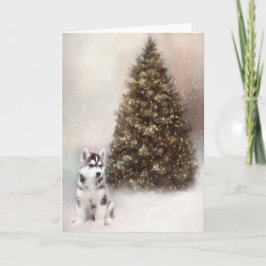 Siberische Husky Puppy Kerstmis Kaart