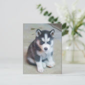 Siberische Husky puppy kunst briefkaart (Staand voorkant)