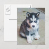 Siberische Husky puppy kunst briefkaart (Voorkant / Achterkant)