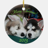 Siberische husky puppy Ornament (Achterkant)