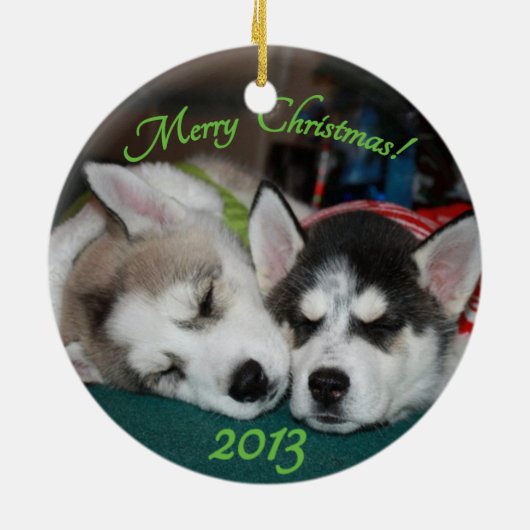 Siberische husky puppy Ornament (Achterkant)