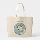 Siberische Husky Puppy Schilderen Koper Rode Hond  Grote Tote Bag (Achterkant)