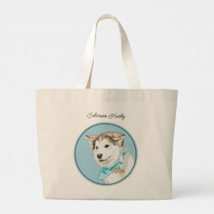 Siberische Husky Puppy Schilderen Koper Rode Hond  Grote Tote Bag