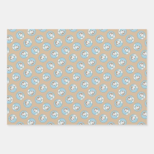 Siberische Husky Puppy Schilderen Koper Rode Hond  Inpakpapier Vel (Voorkant 3)