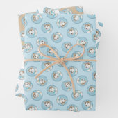 Siberische Husky Puppy Schilderen Koper Rode Hond  Inpakpapier Vel (In situ)