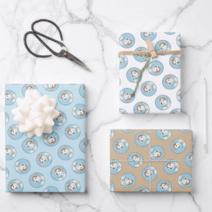 Siberische Husky Puppy Schilderen Koper Rode Hond  Inpakpapier Vel