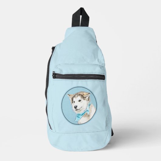 Siberische Husky Puppy Schilderen Koper Rode Hond  Sling Bag (Voorkant)