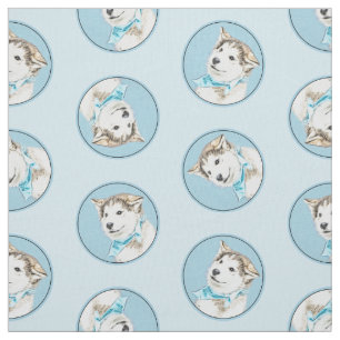 Siberische Husky Puppy Schilderen Koper Rode Hond Stof