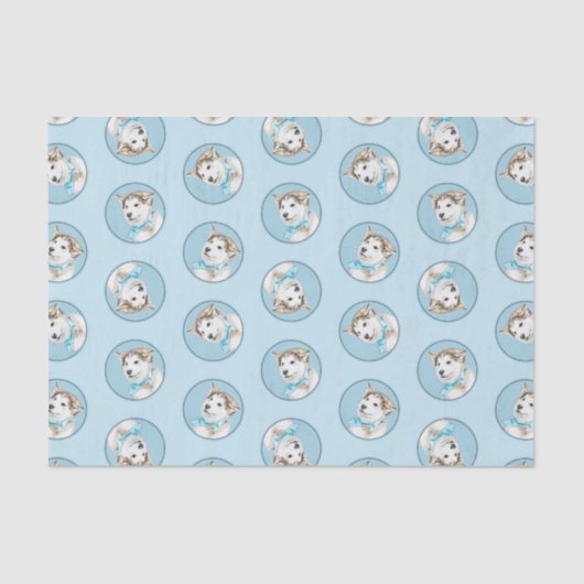 Siberische Husky Puppy Schilderen Koper Rode Hond Tissuepapier (Voorkant)