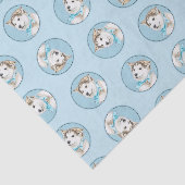 Siberische Husky Puppy Schilderen Koper Rode Hond Tissuepapier (Detail)