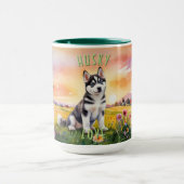 Siberische Husky Puppy Sunrise Mok (Midden)