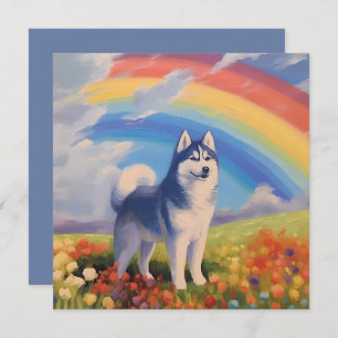 Siberische Husky Regenboog Memorial aangepaste hon