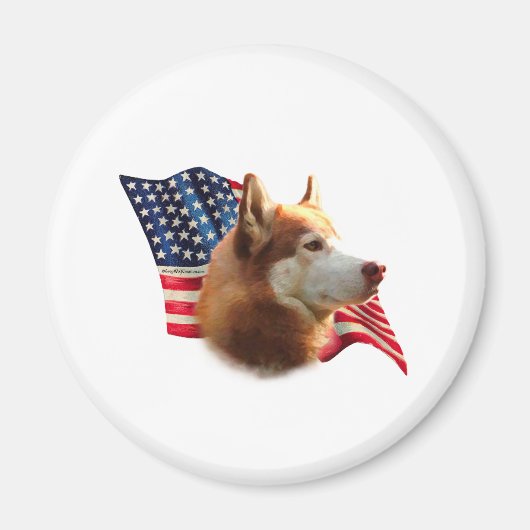 Siberische Husky (rode) vlag Magneet (Voorkant)