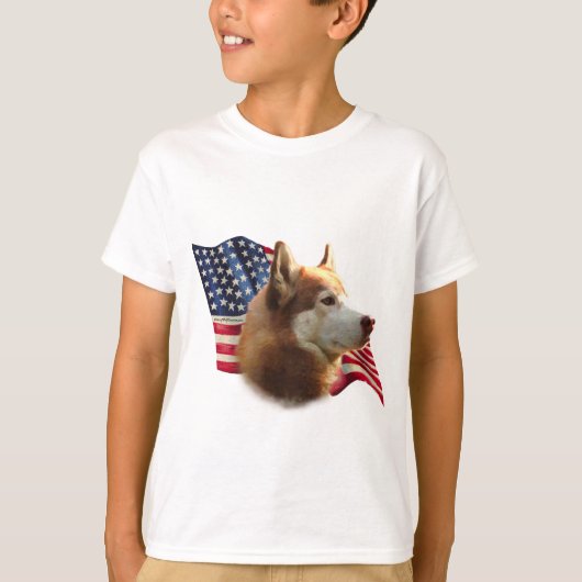 Siberische Husky (rode) vlag T-shirt (Voorkant)