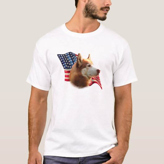 Siberische Husky (rode) vlag T-shirt (Voorkant)