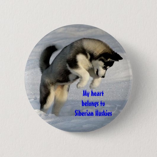 Siberische husky ronde button 5,7 cm (Voorkant)