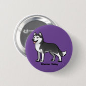 Siberische Husky Ronde Button 5,7 Cm (Voorkant /achterkant)