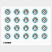 Siberische Husky ronde Stickers (Vel)