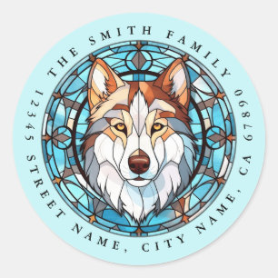 Siberische Husky ronde Stickers