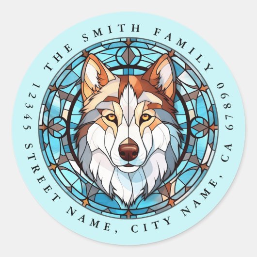 Siberische Husky ronde Stickers (Voorkant)
