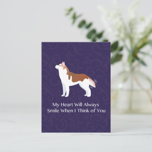 Siberische Husky - Rood - Bedenk uw design Briefkaart (Staand voorkant)