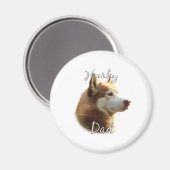 Siberische Husky (rood) Pap 2 Magneet (Voorkant / Achterkant)