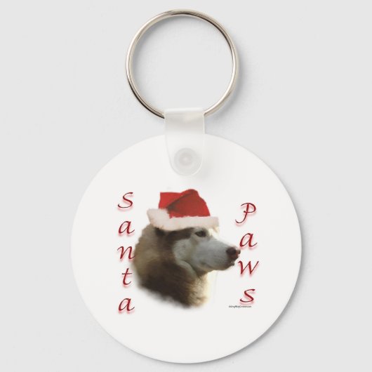 Siberische Husky Santa Paws Sleutelhanger (Voorkant)