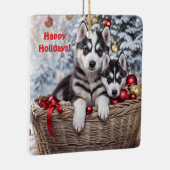 Siberische Husky Schattigee kerstvakantie Keramisch Ornament (Rechts)