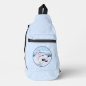 Siberische Husky Schilderij Zilver en Witte Hond A Sling Bag (Voorkant)