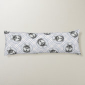 Siberische Husky Schilderij Zwart-wit Dog Art Lichaamskussen (Achterkant)