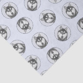 Siberische Husky Schilderij Zwart-wit Dog Art Tissuepapier (Detail)