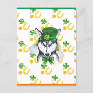 Siberische Husky Shamrock St. Patrick's Day Feestdagenkaart