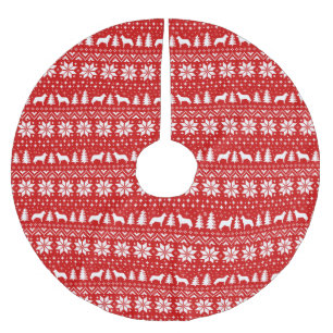 Siberische Husky Silhouetten Kerstpatroon Kerstboom Rok