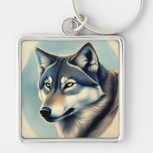 Siberische Husky Sleutelhanger (Voorkant)