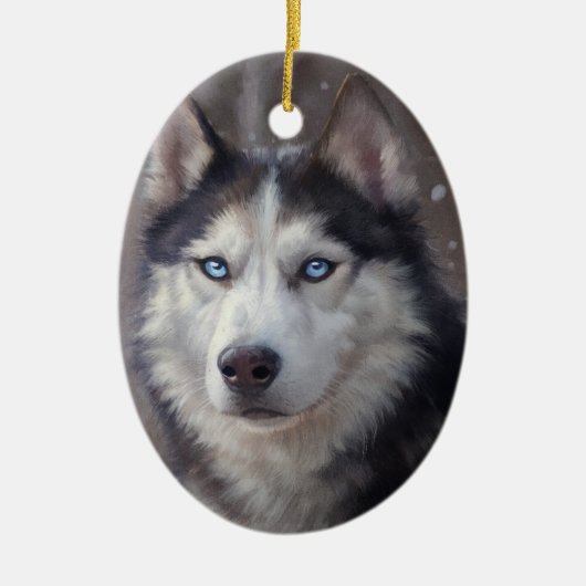 Siberische Husky Snow Keramisch Ornament (Voorkant)