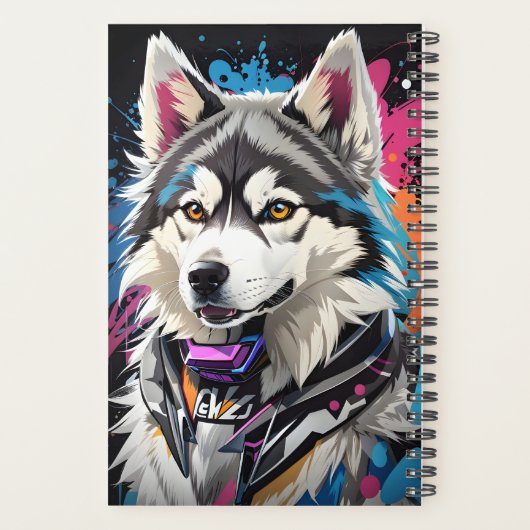 Siberische Husky Splash Planner (Achterkant)