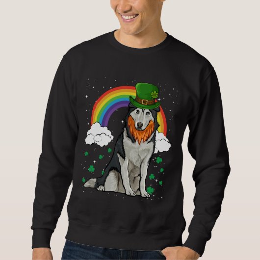 Siberische Husky St Patricks Dag Leprechaun Trui (Voorkant)