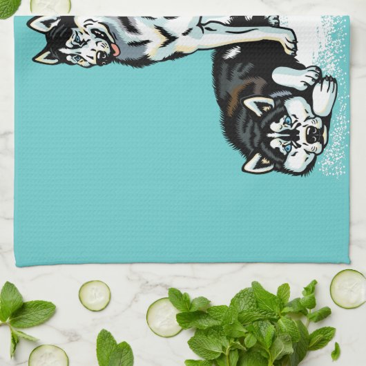 siberische husky theedoek (Gevouwen)