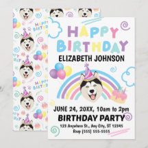 Siberische Husky Verjaardagsuitnodiging