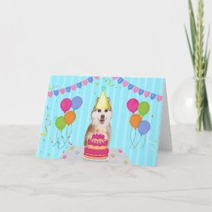 Siberische Husky Verjaardagsvakantie Kaart