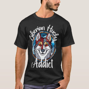Siberische Husky-verslaafde Gebrandschilderde Hond T-shirt