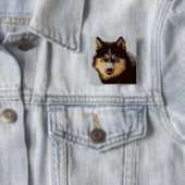 Siberische Husky Vierkante Button 5,1 Cm (In situ)