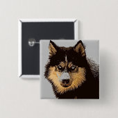 Siberische Husky Vierkante Button 5,1 Cm (Voorkant /achterkant)