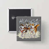 siberische husky vierkante button 5,1 cm (Voorkant /achterkant)