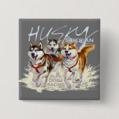 siberische husky vierkante button 5,1 cm (Voorkant)